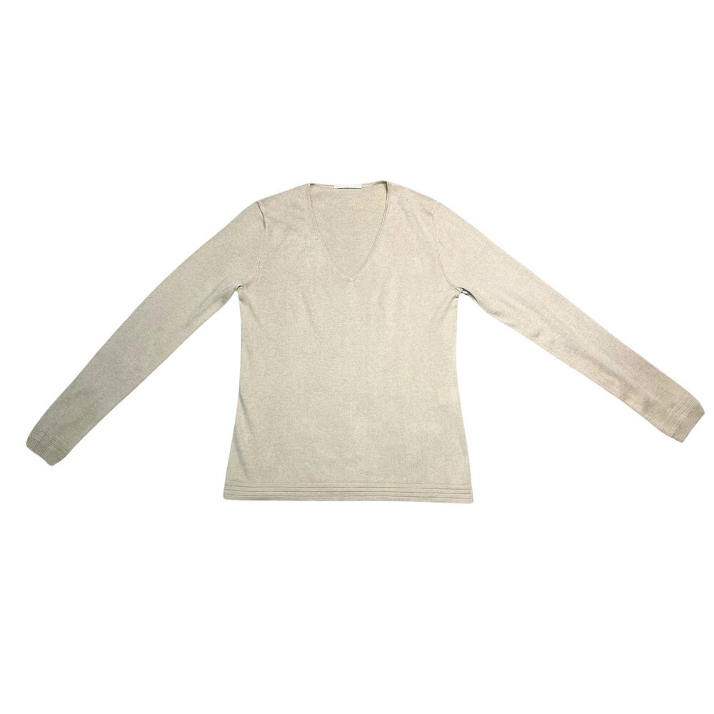 PUROTATTO Beige Sz Small Silk Cashmere V-Neck Knit Top